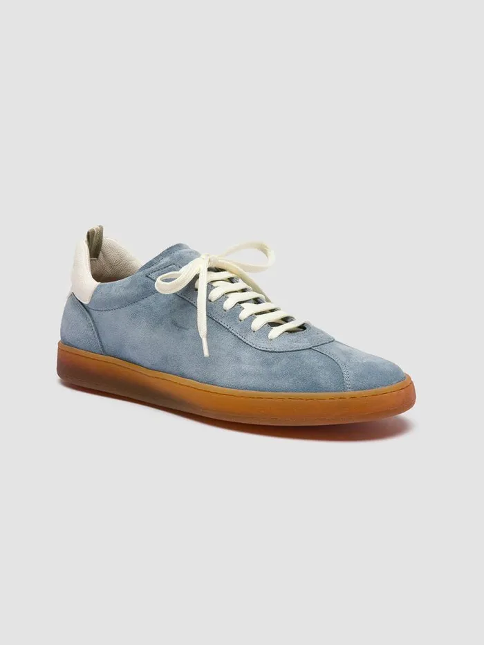 Men Officine Creative Footwear HALO 001 Indigo Leather And Suede Low Top Sneakers Men Officine Creative Footwear HALO 001 Indigo Leather And Suede Low Top Sneakers