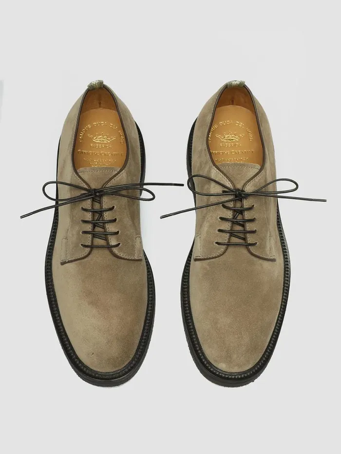 Men Officine Creative Footwear HOPKINS FLEXI 201 Taupe Suede Derby Shoes