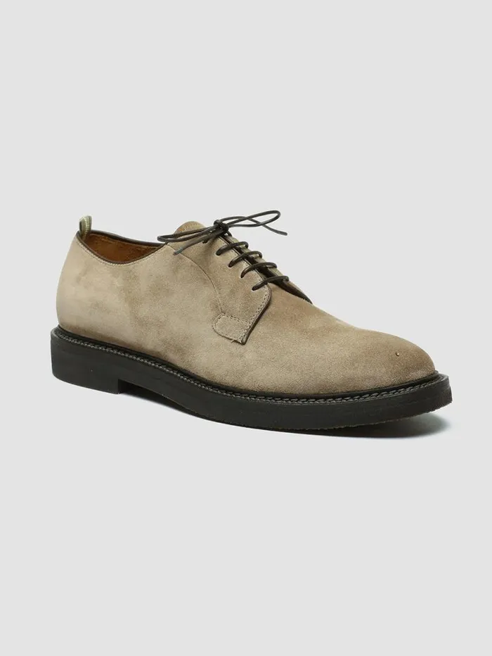 Men Officine Creative Footwear HOPKINS FLEXI 201 Taupe Suede Derby Shoes