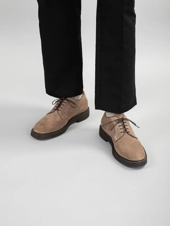 Men Officine Creative Footwear HOPKINS FLEXI 201 Taupe Suede Derby Shoes