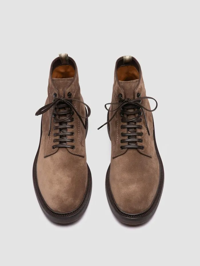 Men Officine Creative Footwear HOPKINS FLEXI 203 Taupe Suede Laceup Boots