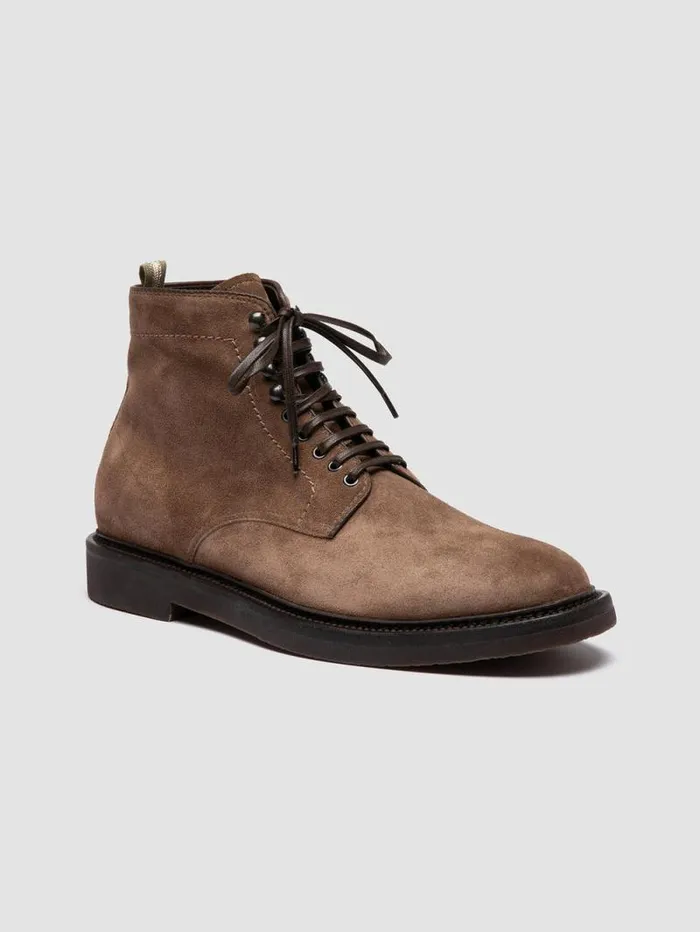 Men Officine Creative Footwear HOPKINS FLEXI 203 Taupe Suede Laceup Boots