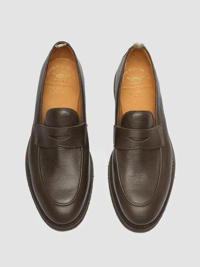 Men Officine Creative Footwear OPERA FLEXI 101 Brown Leather Penny Loafers