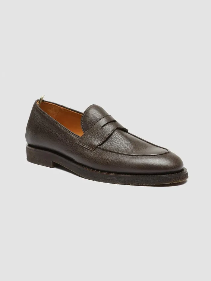 Men Officine Creative Footwear OPERA FLEXI 101 Brown Leather Penny Loafers