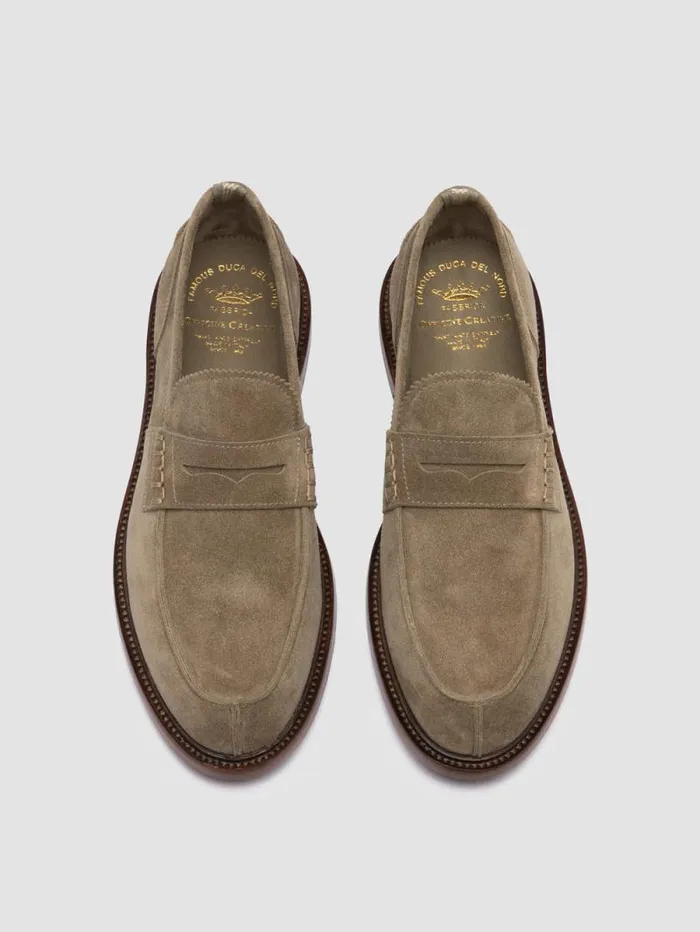 Men Officine Creative Footwear SAX 001 Taupe Suede Penny Loafers