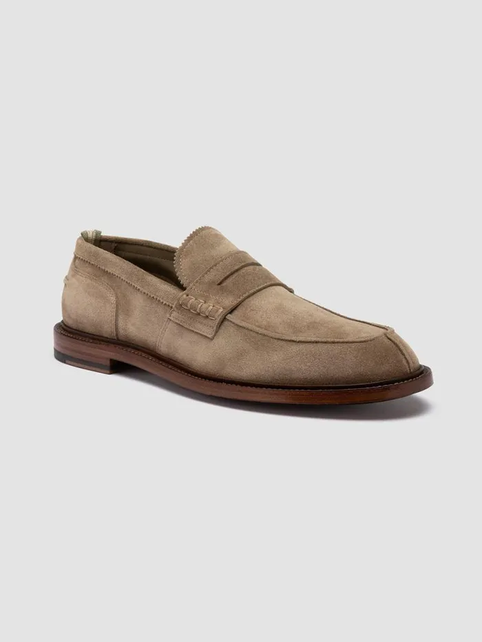 Men Officine Creative Footwear SAX 001 Taupe Suede Penny Loafers