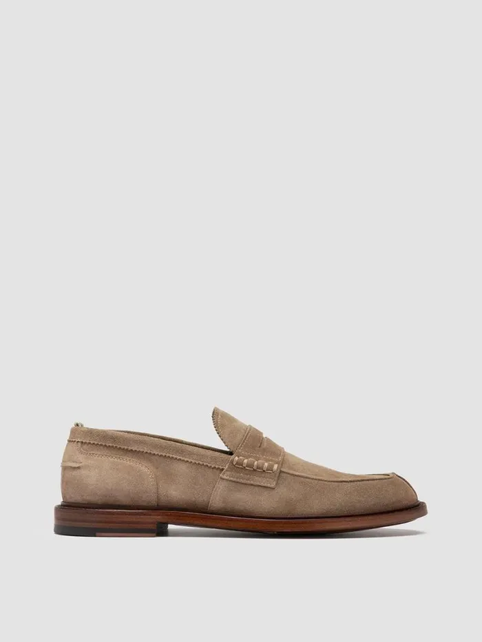 Men Officine Creative Footwear SAX 001 Taupe Suede Penny Loafers