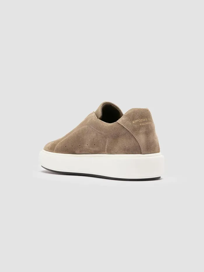 Men Officine Creative Footwear SLOUCH 001 Taupe Suede Low Top Sneakers