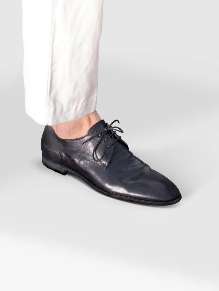 Men Officine Creative Footwear SOLITUDE 002 Black Leather Derby Shoes