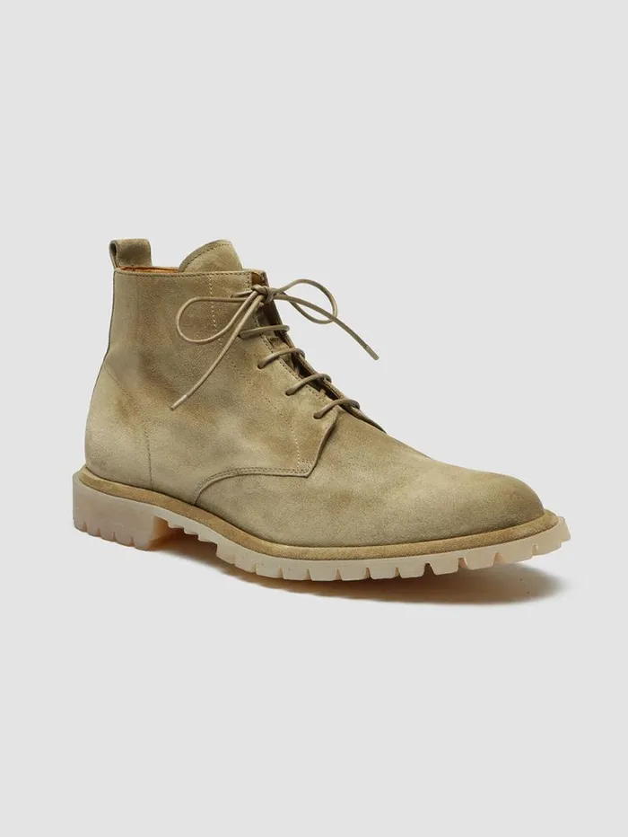 Men Officine Creative Footwear SPECTACULAR 002 Beige Suede LaceUp Boots Men Officine Creative Footwear SPECTACULAR 002 Beige Suede LaceUp Boots