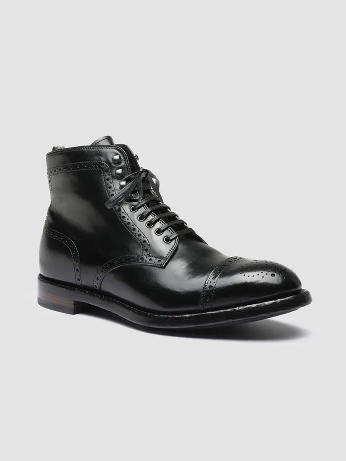 Men Officine Creative Footwear TEMPLE 004 Black Leather Ankle Boots
