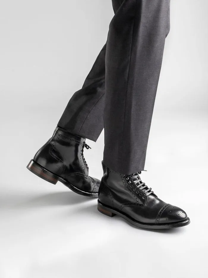Men Officine Creative Footwear TEMPLE 004 Black Leather Ankle Boots
