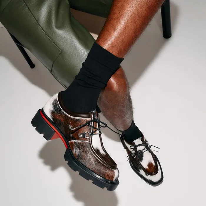Men Our Pabelito Derbies 8211 Hairy Calf quotMeuhquot 8211 Brown And White Christian Louboutin Loafers and Moccasins Men Our Pabelito Derbies 8211 Hairy Calf quotMeuhquot 8211 Brown And White Christian Louboutin Loafers and Moccasins
