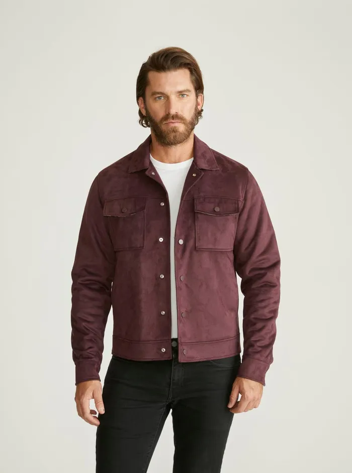 Men Outerwear Robert Graham VEGAN SUEDE TRUCKER JACKET Maroon