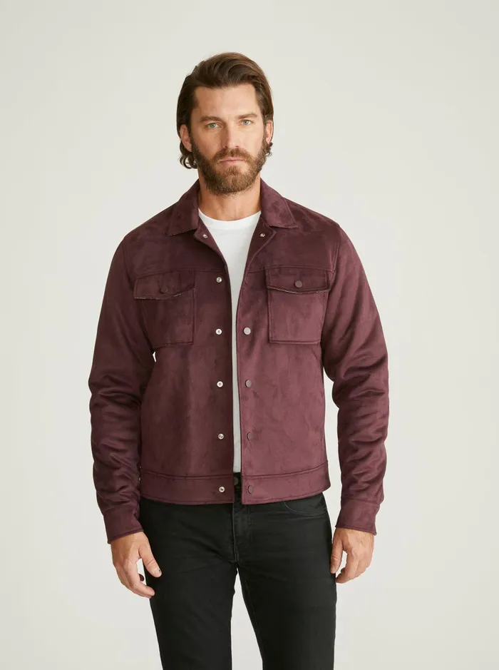 Men Outerwear Robert Graham VEGAN SUEDE TRUCKER JACKET Maroon