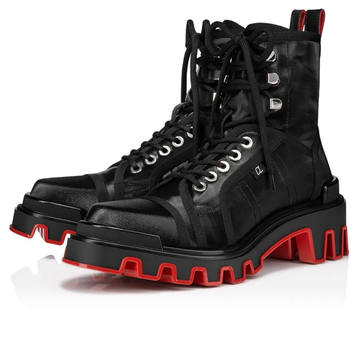Men Panaroot Dune Boots 8211 Coated Canva And Calf Leather 8211 Black Christian Louboutin Boots Men Panaroot Dune Boots 8211 Coated Canva And Calf Leather 8211 Black Christian Louboutin Boots
