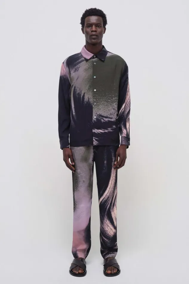 Men Pants and Bottoms Jonathan Simkhai Allister Pants Black Wave Print Pants