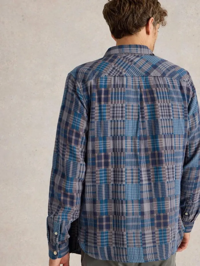Men Patchwork Check Shirt Grey Multi White Stuff Shirts