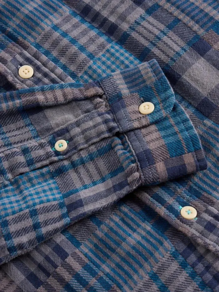 Men Patchwork Check Shirt Grey Multi White Stuff Shirts