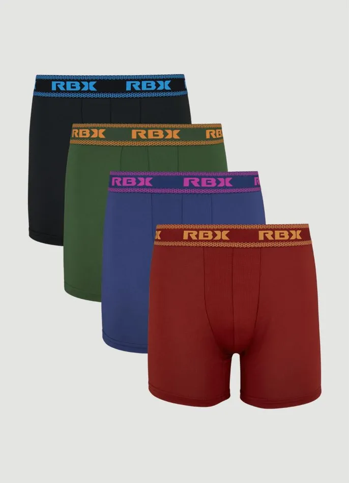 Men Performance Mesh Boxer Briefs 4Pack Multi RBX Active Underwear