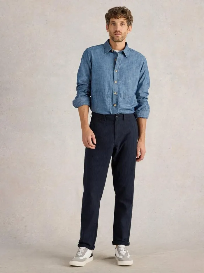 Men Pinstripe Chino Trouser Navy Multi White Stuff Trousers