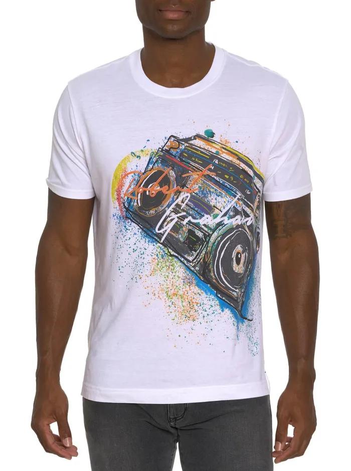 Men Polos and TShirts Robert Graham BOOM BOX SPLASH GRAPHIC TSHIRT White