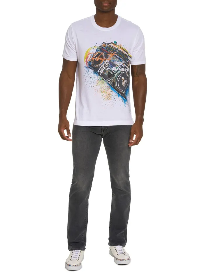 Men Polos and TShirts Robert Graham BOOM BOX SPLASH GRAPHIC TSHIRT White