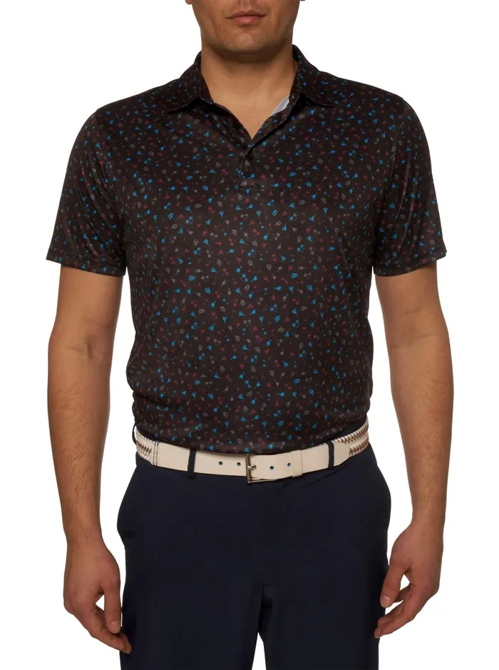 Men Polos and TShirts Robert Graham DRINK AND SAIL PERFORMANCE POLO Black