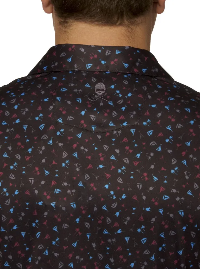 Men Polos and TShirts Robert Graham DRINK AND SAIL PERFORMANCE POLO Black