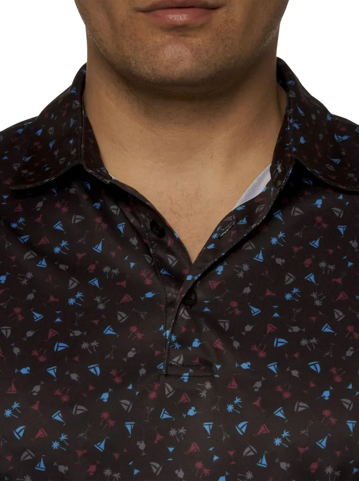 Men Polos and TShirts Robert Graham DRINK AND SAIL PERFORMANCE POLO Black