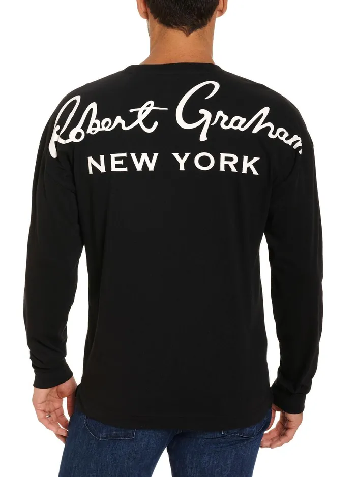 Men Polos and TShirts Robert Graham NEW YORK LONG SLEEVE TSHIRT Black