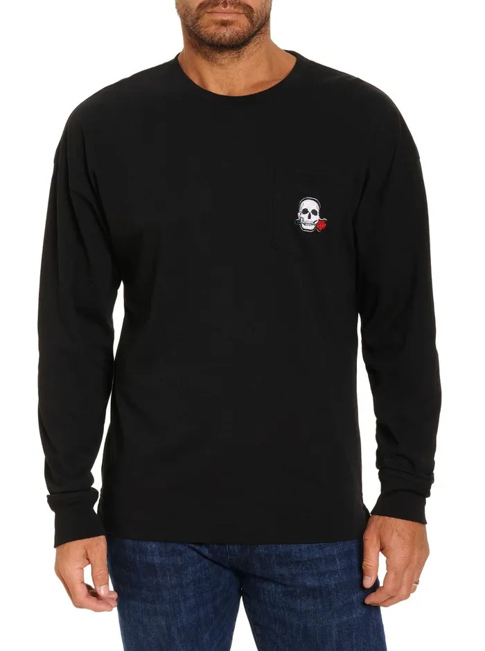 Men Polos and TShirts Robert Graham NEW YORK LONG SLEEVE TSHIRT Black