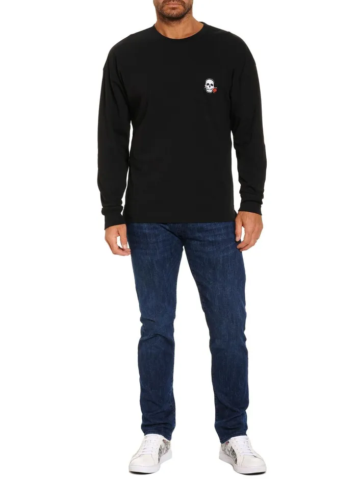 Men Polos and TShirts Robert Graham NEW YORK LONG SLEEVE TSHIRT Black