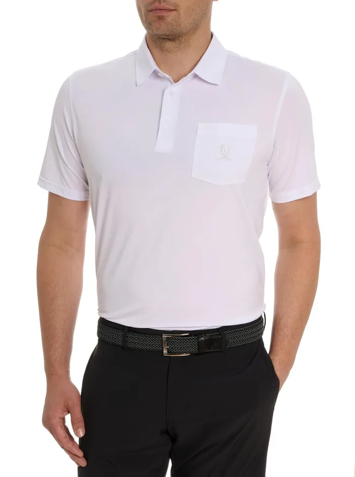 Men Polos and TShirts Robert Graham PICKLEBALL SKULL POLO White