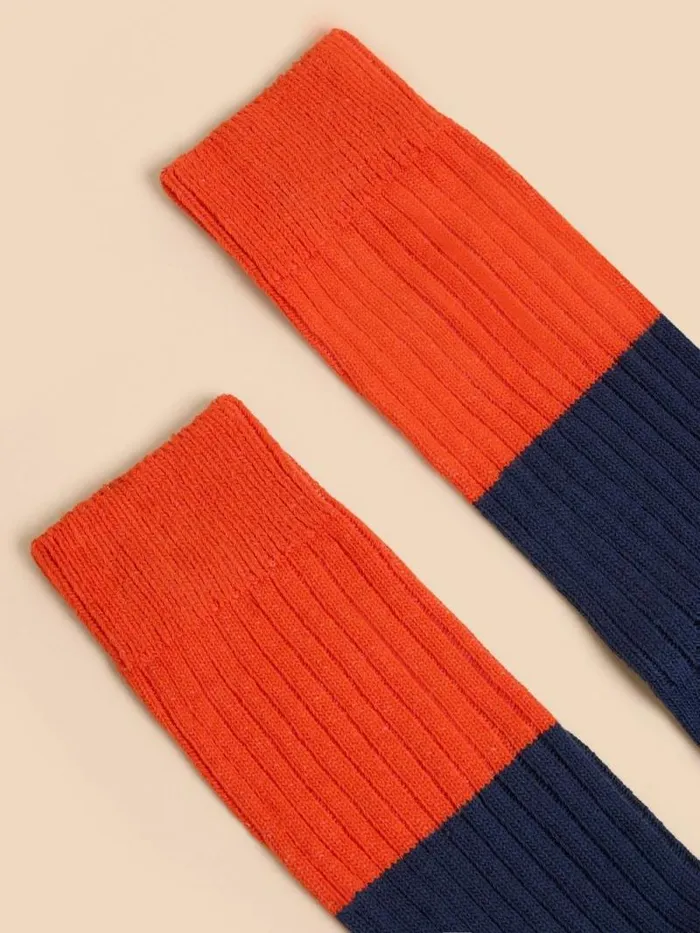 Men Ribbed Colour Block Ankle Sock Navy Multi White Stuff Socks