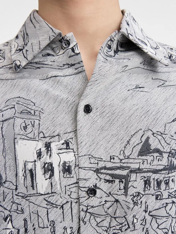 Men Shirts JACQUEMUS The Corto Shirt Jacquard Capri Cars Grey Men Shirts JACQUEMUS The Corto Shirt Jacquard Capri Cars Grey