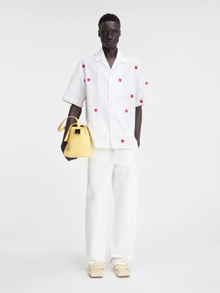 Men Shirts JACQUEMUS The Jean Shirt Jacquard Lab Check Red White