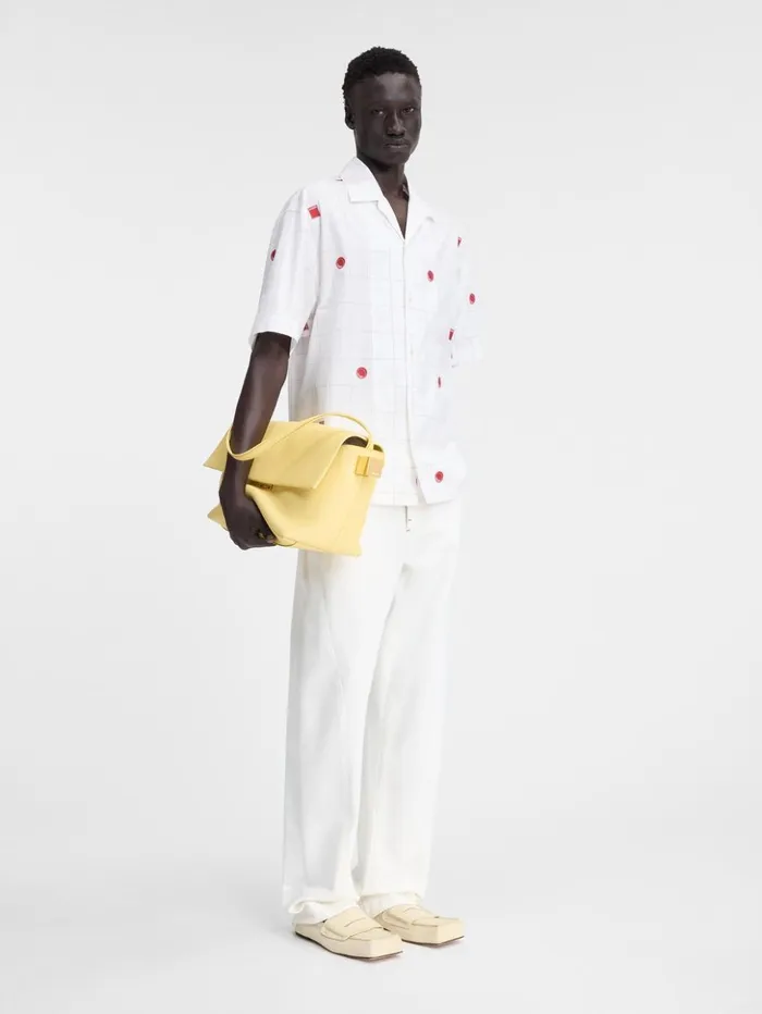 Men Shirts JACQUEMUS The Jean Shirt Jacquard Lab Check Red White Men Shirts JACQUEMUS The Jean Shirt Jacquard Lab Check Red White