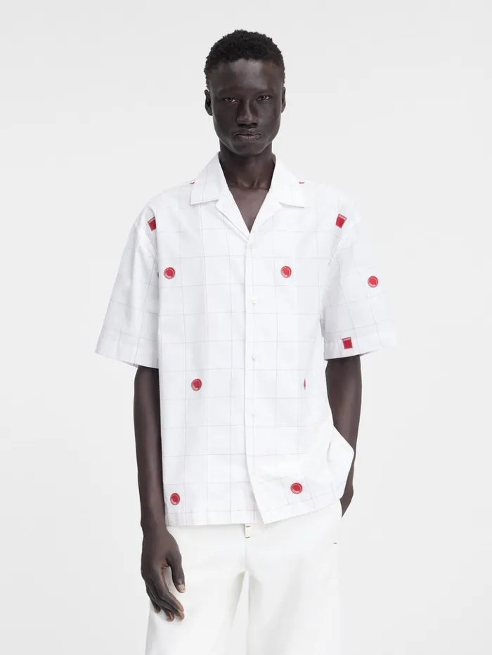 Men Shirts JACQUEMUS The Jean Shirt Jacquard Lab Check Red White Men Shirts JACQUEMUS The Jean Shirt Jacquard Lab Check Red White