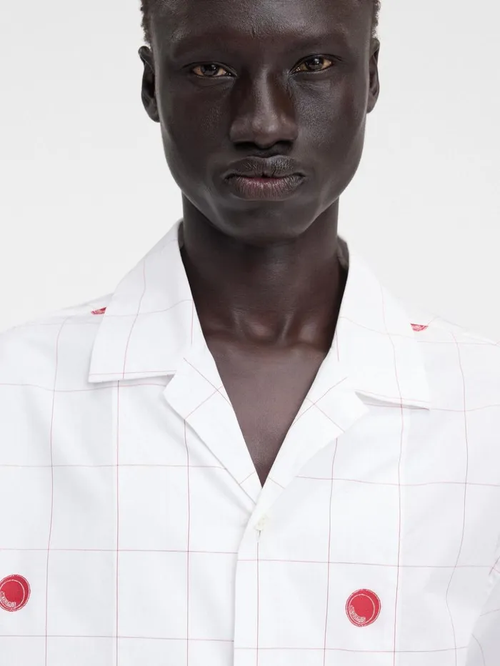 Men Shirts JACQUEMUS The Jean Shirt Jacquard Lab Check Red White Men Shirts JACQUEMUS The Jean Shirt Jacquard Lab Check Red White