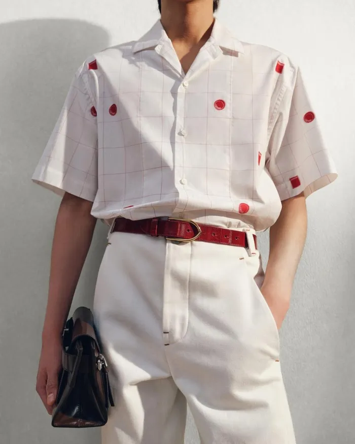 Men Shirts JACQUEMUS The Jean Shirt Jacquard Lab Check Red White Men Shirts JACQUEMUS The Jean Shirt Jacquard Lab Check Red White