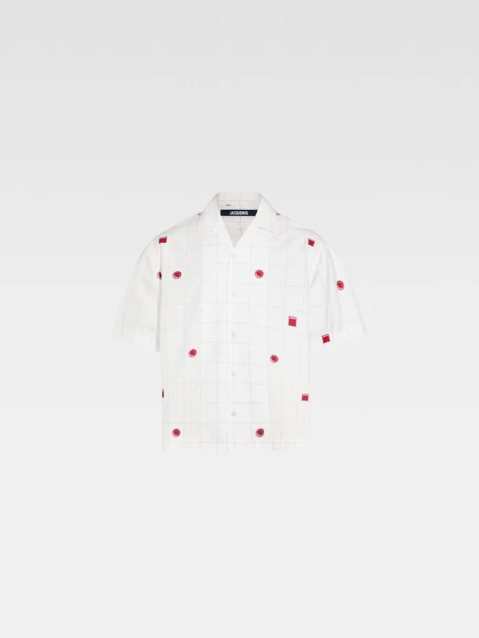 Men Shirts JACQUEMUS The Jean Shirt Jacquard Lab Check Red White Men Shirts JACQUEMUS The Jean Shirt Jacquard Lab Check Red White