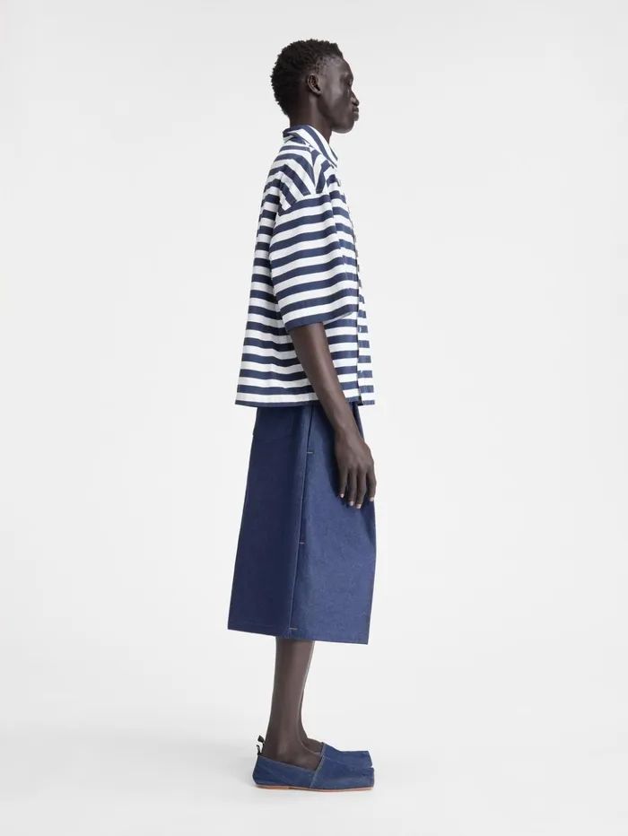 Men Shirts JACQUEMUS The Pablo Shortsleeve Shirt Print White and Blue Stripes Men Shirts JACQUEMUS The Pablo Shortsleeve Shirt Print White and Blue Stripes