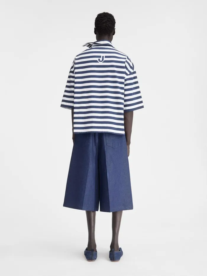 Men Shirts JACQUEMUS The Pablo Shortsleeve Shirt Print White and Blue Stripes Men Shirts JACQUEMUS The Pablo Shortsleeve Shirt Print White and Blue Stripes