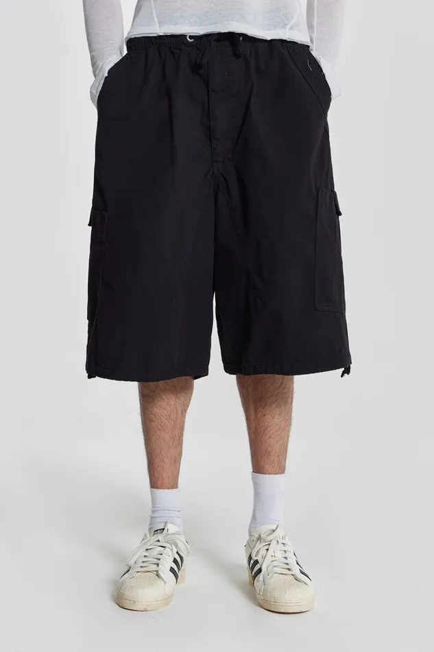 Men Shop Black Parachute Cargo Shorts Bestsellers Jaded London