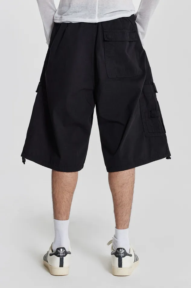 Men Shop Black Parachute Cargo Shorts Bestsellers Jaded London