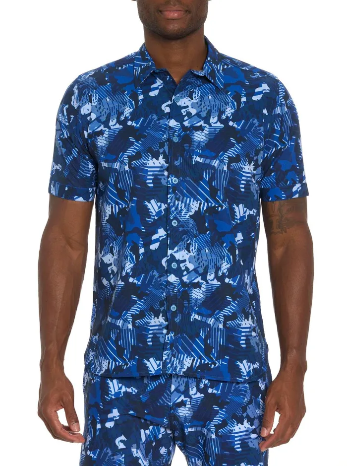 Men Short Sleeve Button Down Shirts Robert Graham BLUES CLUB PERFORMANCE SHORT SLEEVE BUTTON DOWN SHIRT Blue Men Short Sleeve Button Down Shirts Robert Graham BLUES CLUB PERFORMANCE SHORT SLEEVE BUTTON DOWN SHIRT Blue