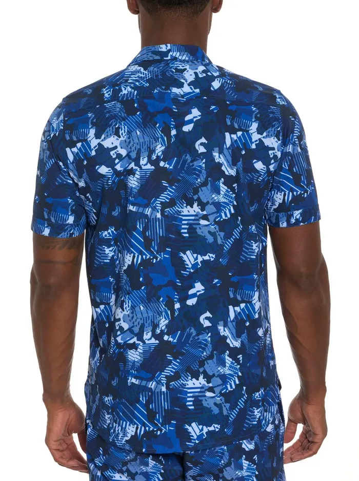 Men Short Sleeve Button Down Shirts Robert Graham BLUES CLUB PERFORMANCE SHORT SLEEVE BUTTON DOWN SHIRT Blue