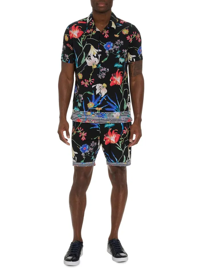 Men Short Sleeve Button Down Shirts Robert Graham BOTANIC HEAVEN PERFORMANCE SHORT SLEEVE BUTTON DOWN SHIRT Multi