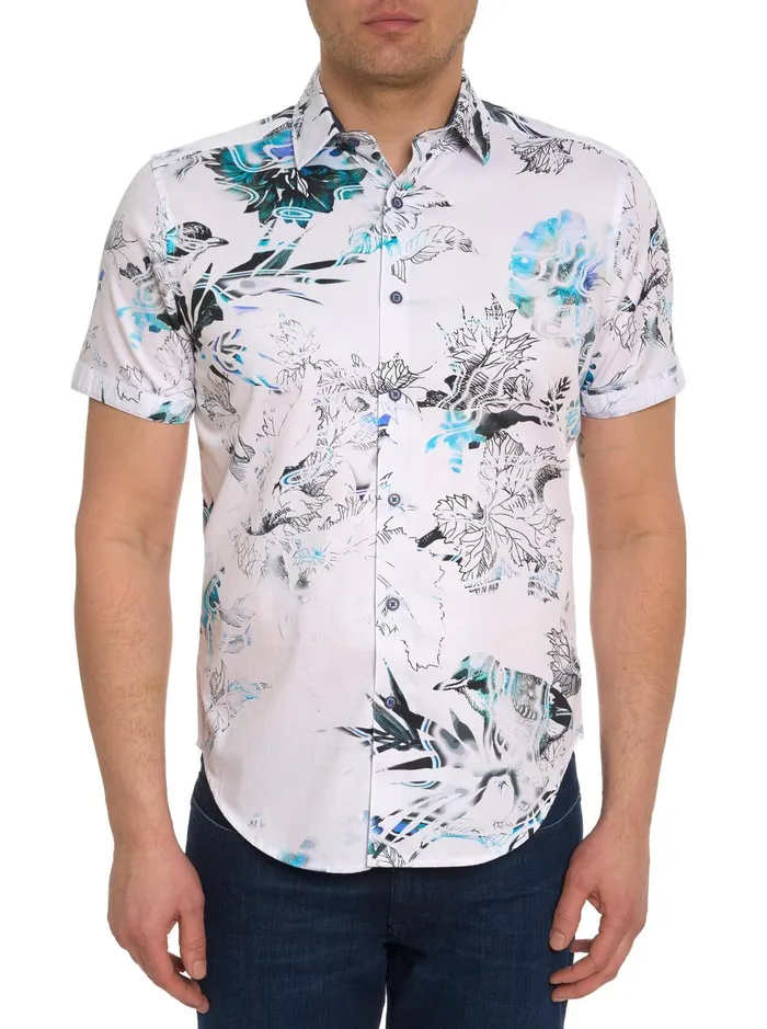 Men Short Sleeve Button Down Shirts Robert Graham OZARK SHORT SLEEVE BUTTON DOWN SHIRT White
